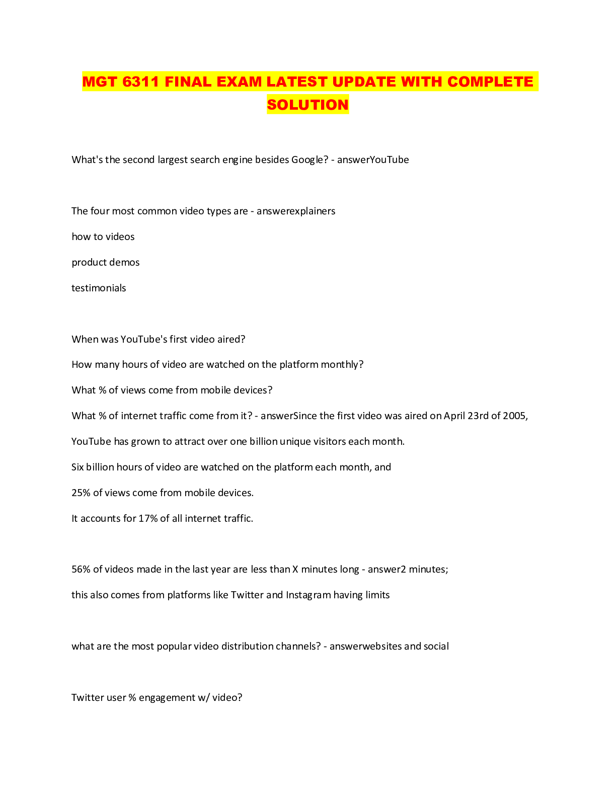 Preview of MGT 6311 FINAL EXAM LATEST UPDATE WITH COMPLETE SOLUTION